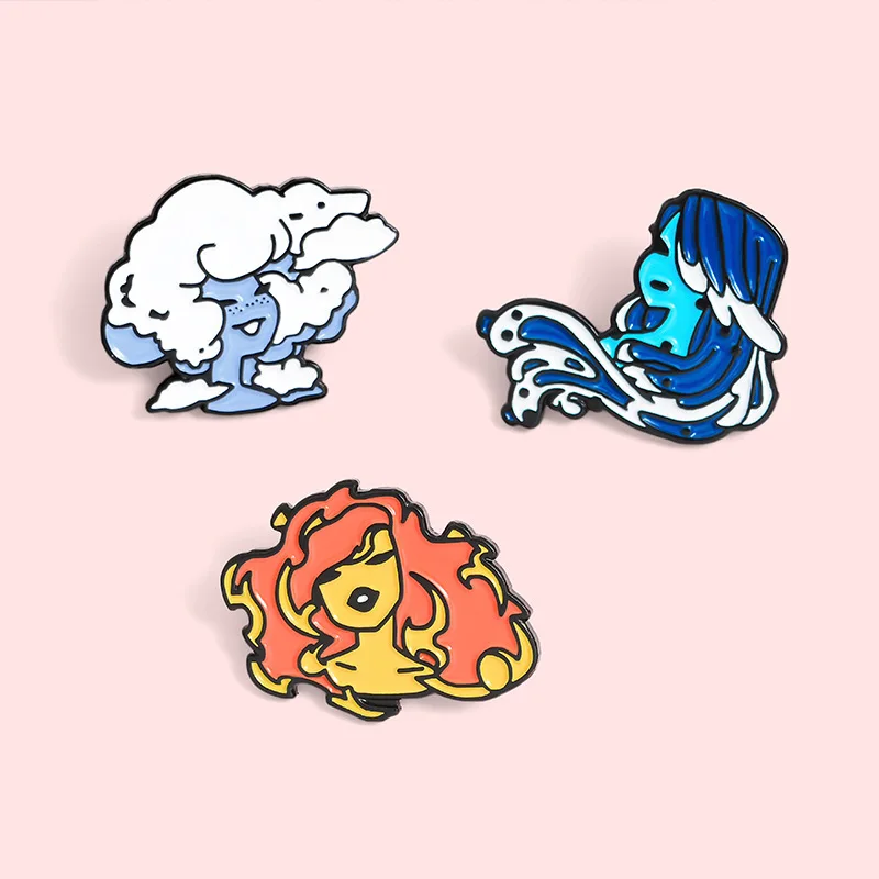 1 piece creative cartoon badge Girl of the Sea Wind and Fire, clothing backpack decoration jewelry lapel pin cardigan button