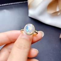s925 engagement wedding halo rings natural opal ring 925 sterling silver womens jewelry for gift