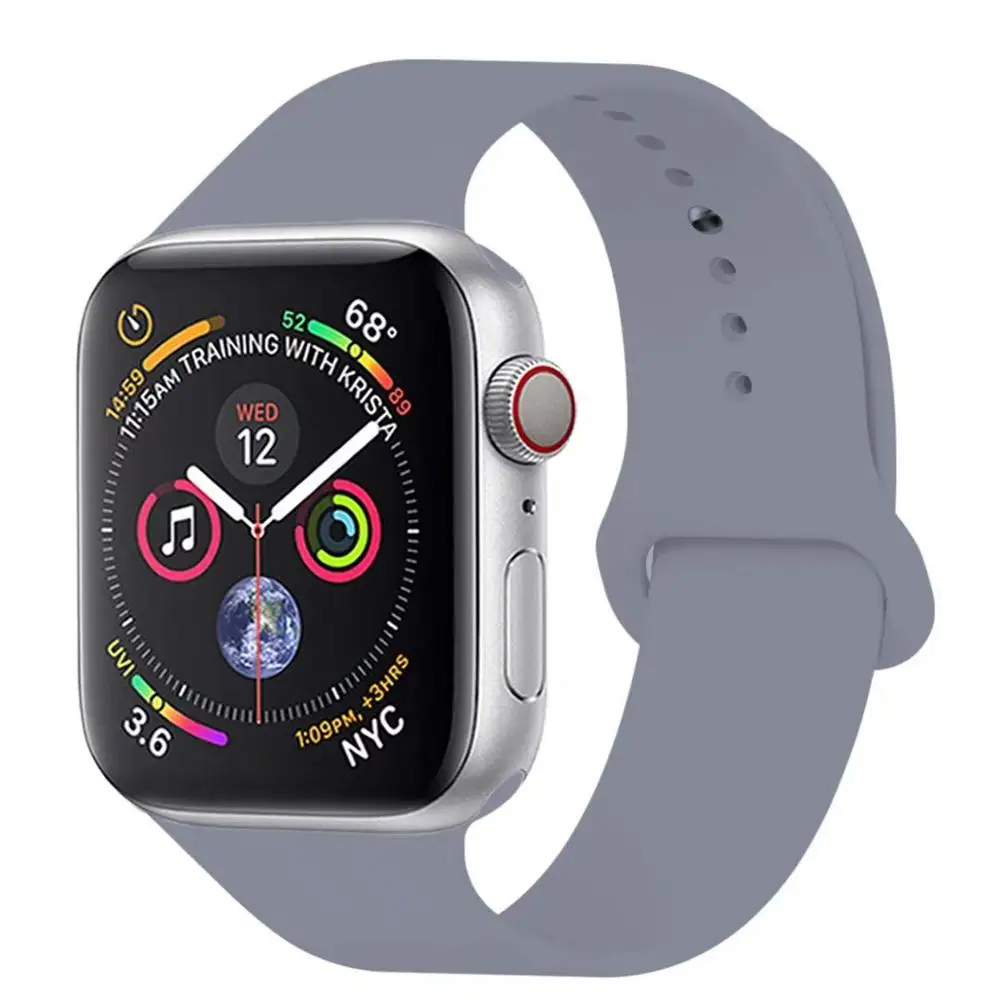 Lavender Gray 32 Цвета мягкого силикона замена спортивный ремешок для Apple Watch группа 44 мм 40 мм Series4/3/2 /42 мм 1 38 мм наручные браслет ремень - Цвет ремешка: Lavender Gray