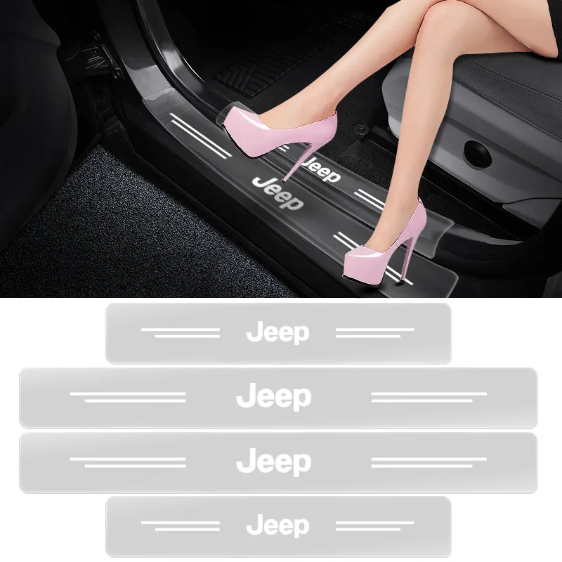 

3D Transparent Car Door Threshold Sill Protective Stickers for Jeep Ranegade Patriot Wrangler Grand Cherokee Copass Trail Hawk