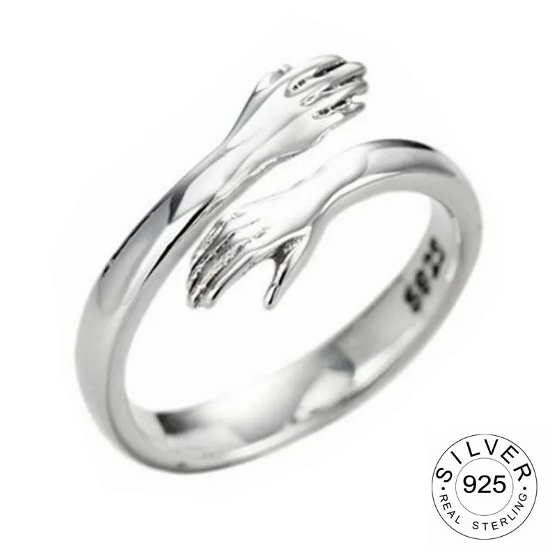 

Anillo De Plata De Ley 925 Ajustable Con Forma De Mano, Anillo Abierto De Oro, Joyería Fina Ajustable Sterling Silver 925