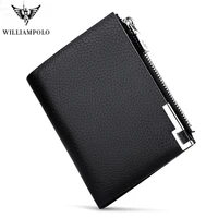 williampolo men wallets male purse genuine leather wallet with coin pocket zipper short credit card holder wallets leather