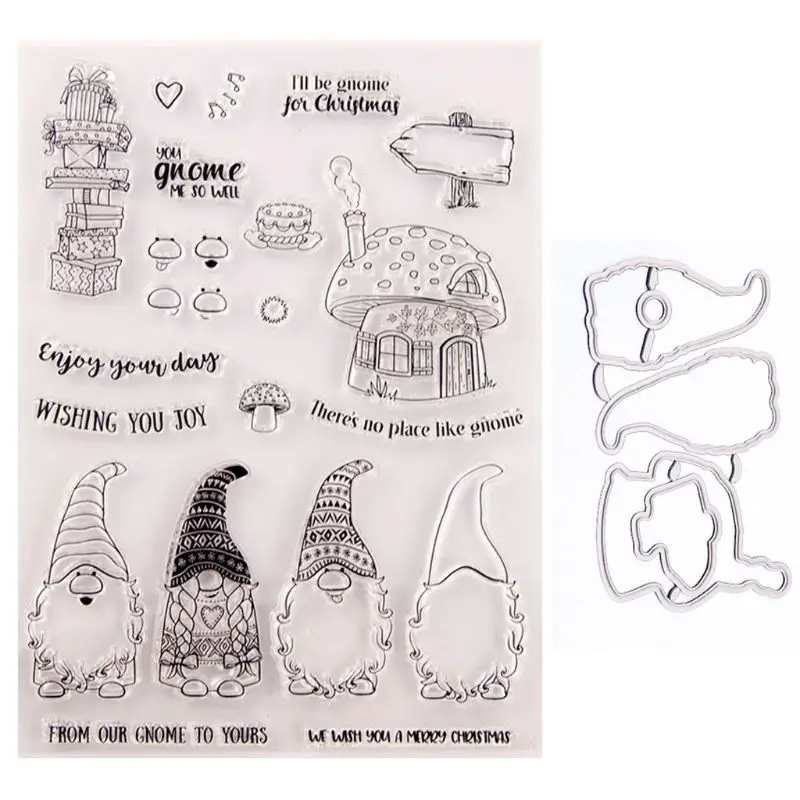 

Santa Gnome Seal Stamp with Cutting Dies Stencil Set DIY Scrapbooking Embossing