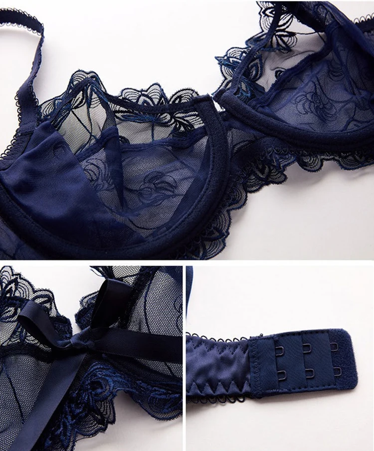 Ультратонкий женский сексуальный комплект с бюстгальтером прозрачные кружевные