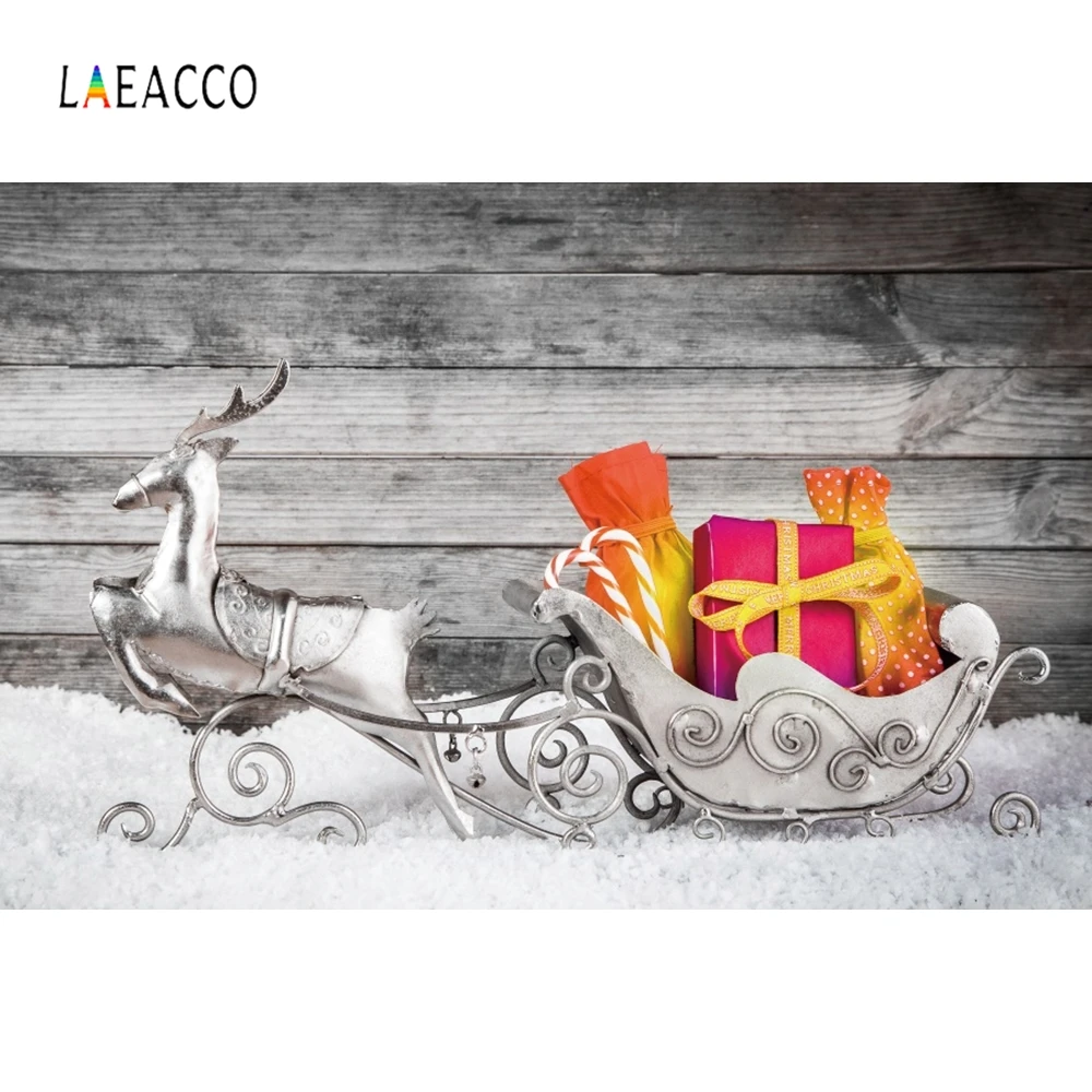 Laeacco Merry Christmas олень сани деревянная доска фотографии фоны индивидуальные Декор