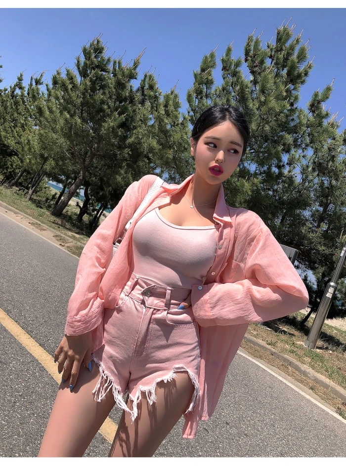 

Sexy high waist ripped hot pants pink shorts pantalones cortos de mujer short jeans pants for women