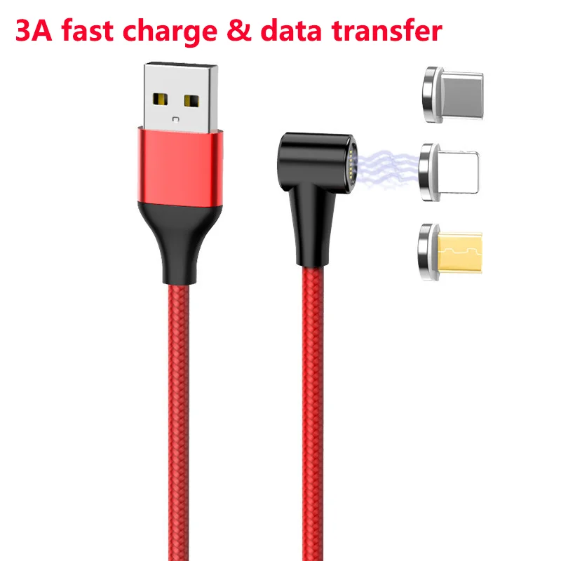 3A Магнитный течет свет LED Micro USB кабель для Samsung S10 S7 Type-c зарядки iPhone XR 1 м магнит