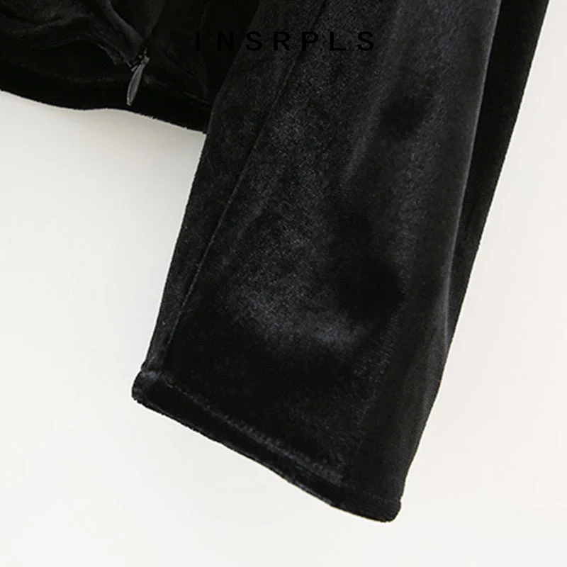 

INSRPLS Women Elegant Fashion With Bow Tied Velvet Wrap Blouses Vintage V Neck Long Sleeve Female Shirts Chic Tops