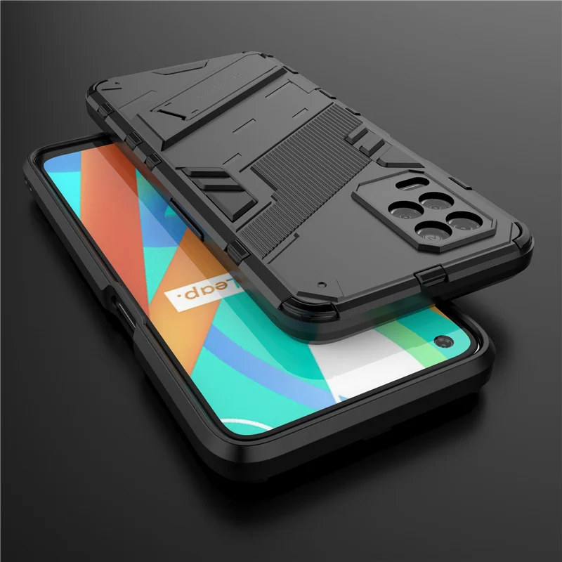 case for oppo realme 8 5g cover for realme 8 5g capas punk style pc kickstand back holder cover for realme 7 8 pro gt neo fundas free global shipping