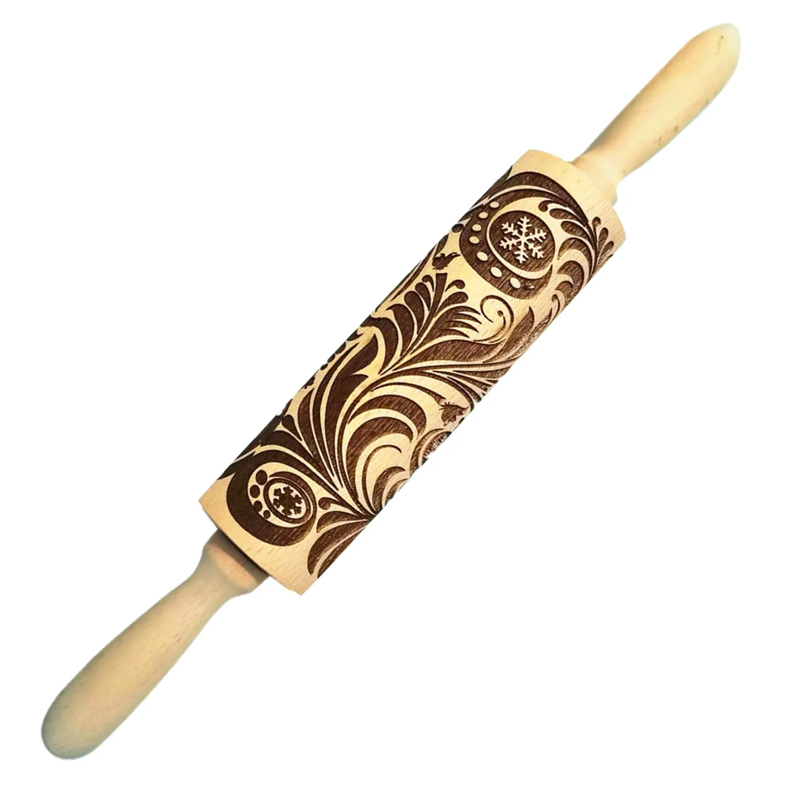 Скалка с Дамасским тиснением Деревянный инструмент для выпечки печенья помадки