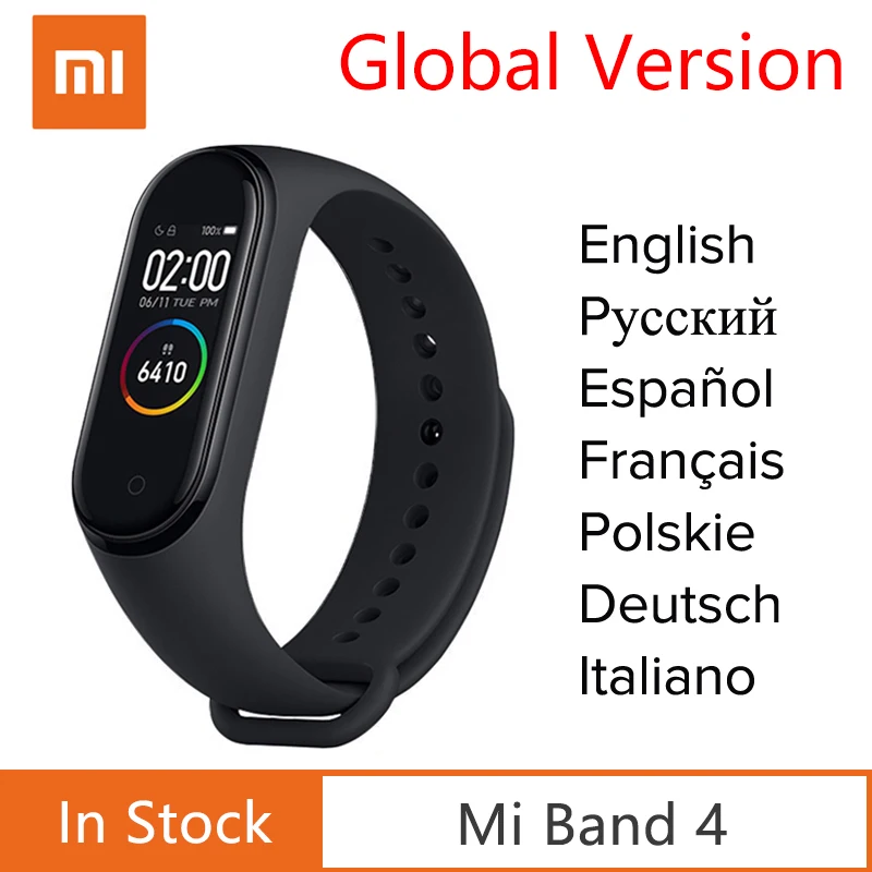 Оригинальный Смарт-браслет Xiaomi Mi Band 4 глобальная версия 3 цвета AMOLED экран