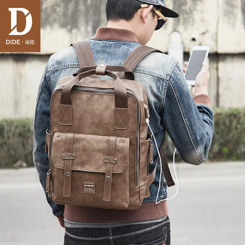 Мужской Дорожный рюкзак DIDE с USB разъемом ранцы для ноутбука 14 и 15 дюймов школьные