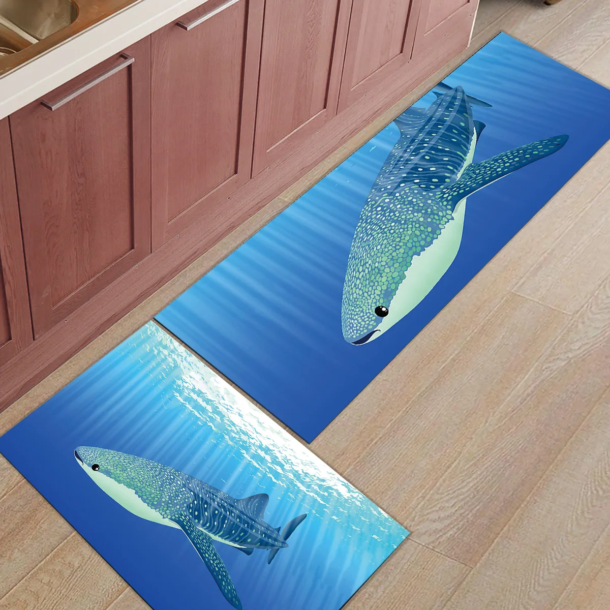 Современный кухонный коврик для рыб плавания в океане коридор ванная комната