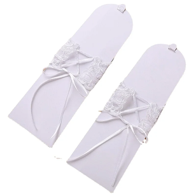

1 Pair of Gloves Wedding Gown Accessories Fingerless Gloves Inlaid Rhinestone Bowknot for Bridal Lace Gloves 2021 New