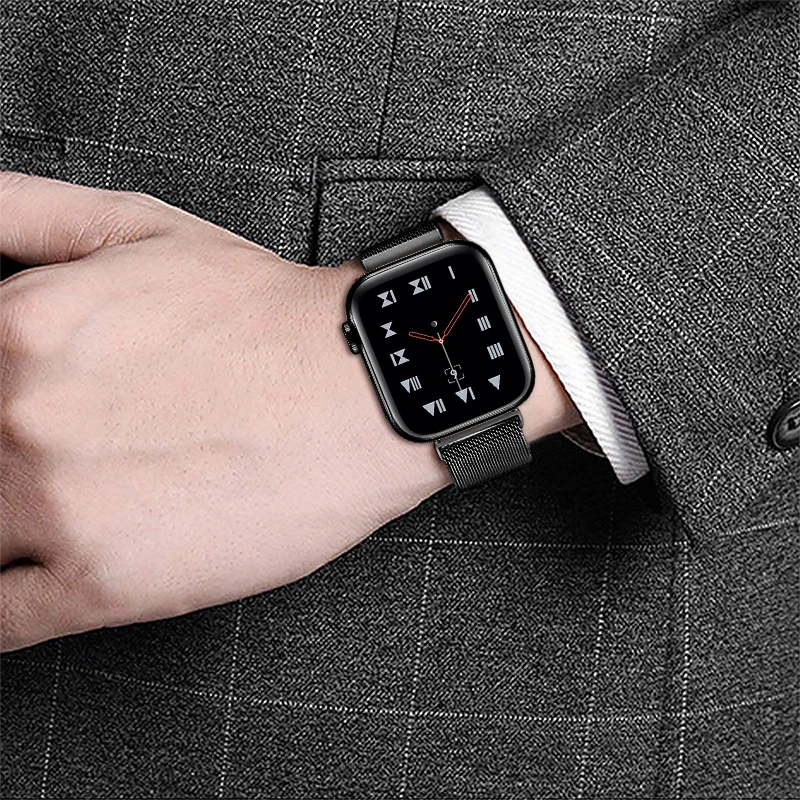 Joyozy магнитный браслет Нержавеющая сталь ремешок для наручных часов Apple Watch серии 1/2/3/4 Миланский ремешок для наручных часов iwatch 38 мм/40 мм/42 мм/44 мм