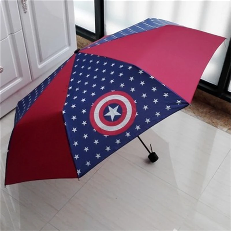 Disney kids folding umbrella spider-man captain america child windproof portable parasol outdoor travel gift |