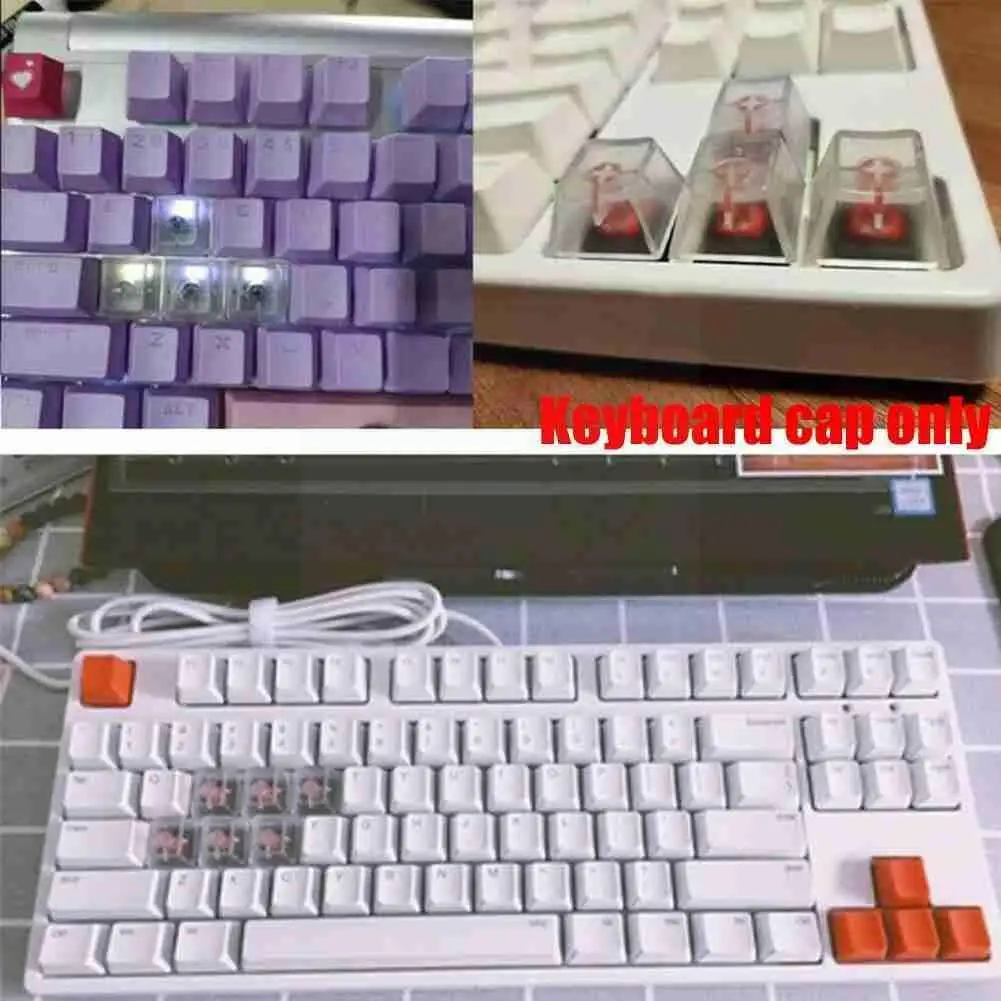 

10 Pieces Of R4 High Mechanical Keyboard Keycap Transparent Cross Transparent Keycap Suitable for CHERRY Gateron Switch Key E3P3