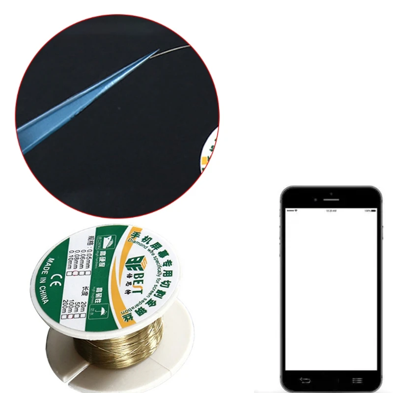 

100M Gold Molybdenum Cutting Wire Line 0.05/0.06/0.08/0.1mm Compatible with Phone LCD Display Screen Separator Repair