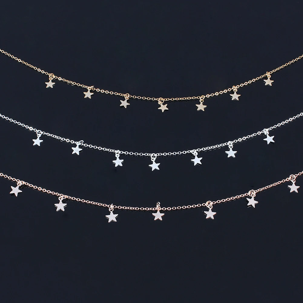 

Gold Farbe Star Party frauen Anhnger Halskette Mode Weibliche Choker Halsketten Schmuck Einfache Damen Pentagon-Stern Schmuc Ges