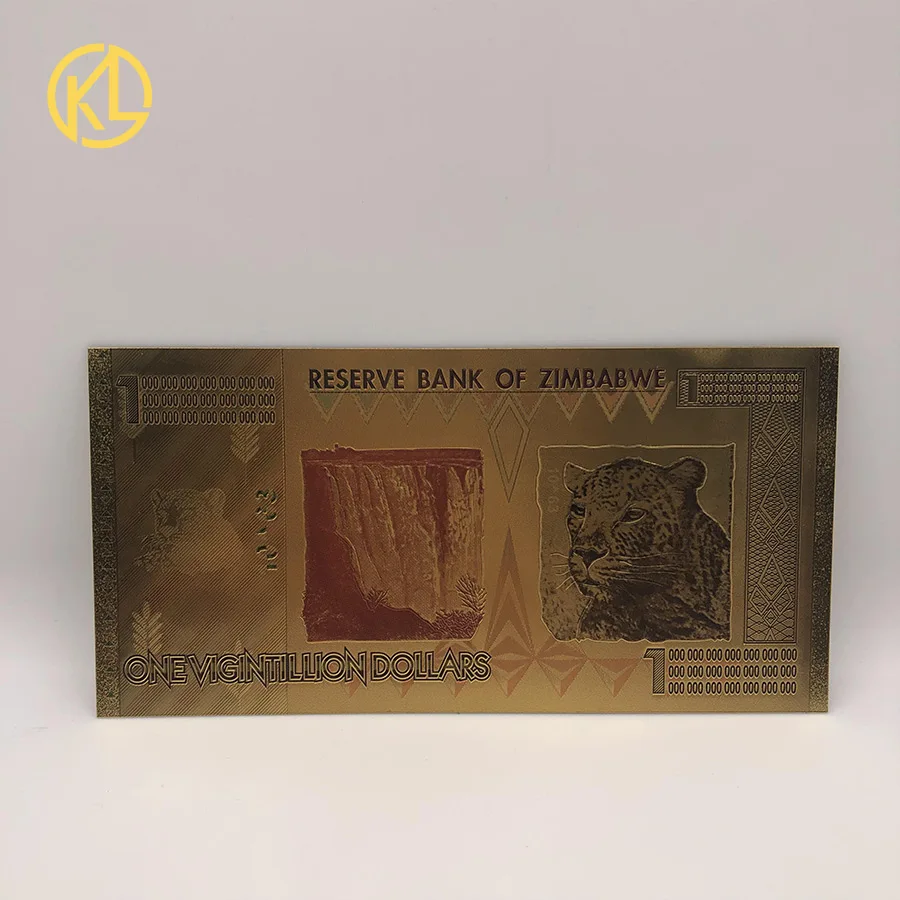 Одна вигинтильон доллар Зимбабве золото 999999 Банкнота с УФ светильник и коробкой |