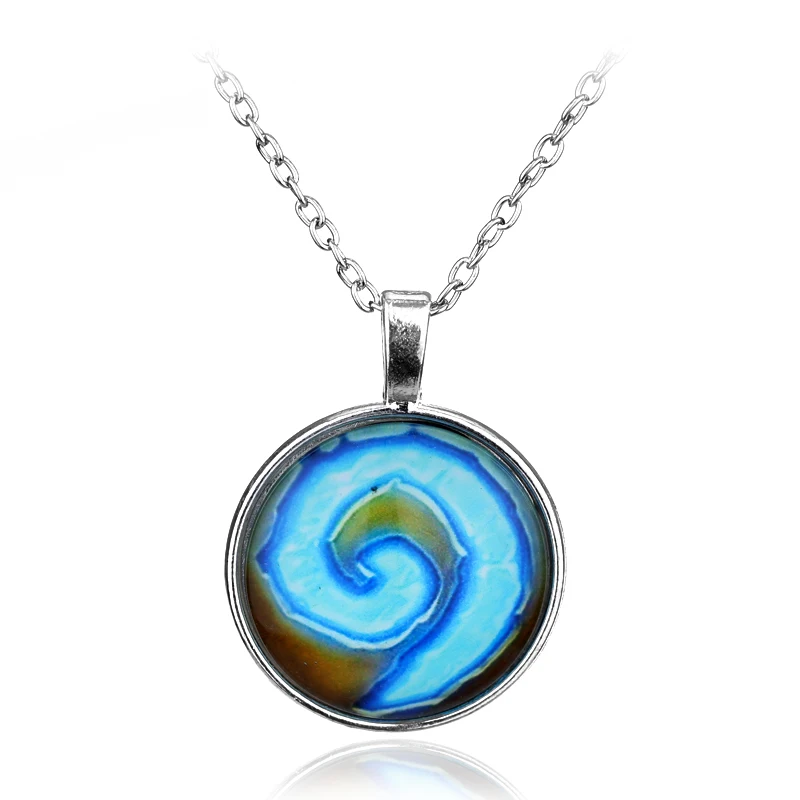 Silver WoW World Of Warcraft Hearthstone стекло круглый подвесной Амулет ожерелье ювелирные украшения бронзовая цепочка для мужчин подарок - Окраска металла: Silver