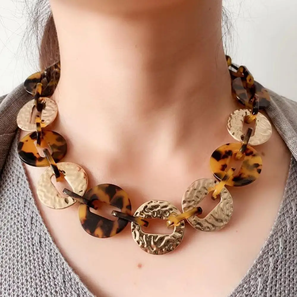 Золотые акриловые ожерелья модные ювелирные изделия свадебные вечерние подарки