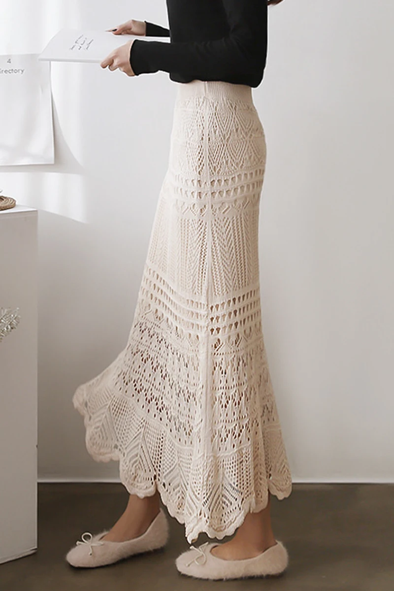 Женская трикотажная длинная юбка облегающая эластичная с высокой талией и