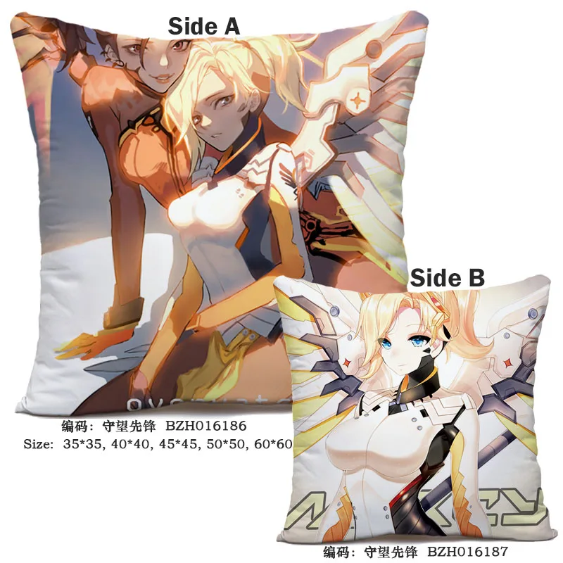 45X45 см аниме игра Overwatch наволочка OW dva Mercy Mei Hanzo Genji Reaper Dakimakura Чехол 3D двухсторонний принт наволочка