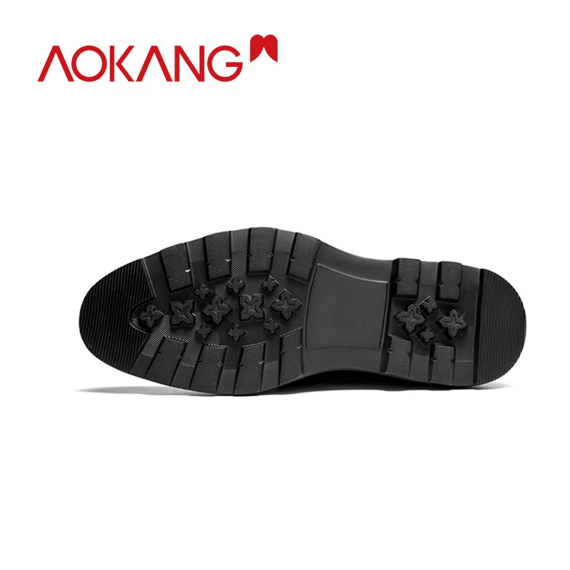 Мужские парадные туфли AOKANG черные Формальные из натуральной кожи брендовые