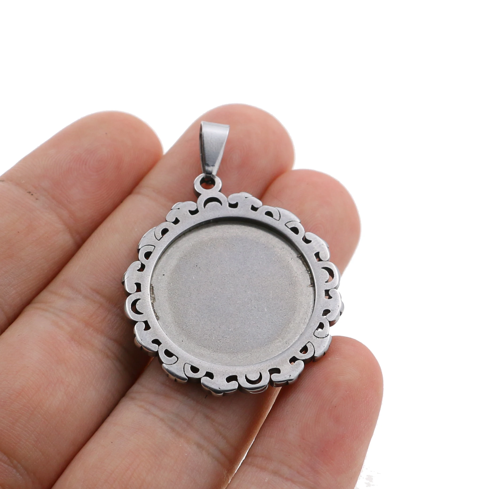 Пустая основа для кабошона с узором из нержавеющей стали 2 шт./лот подвеска