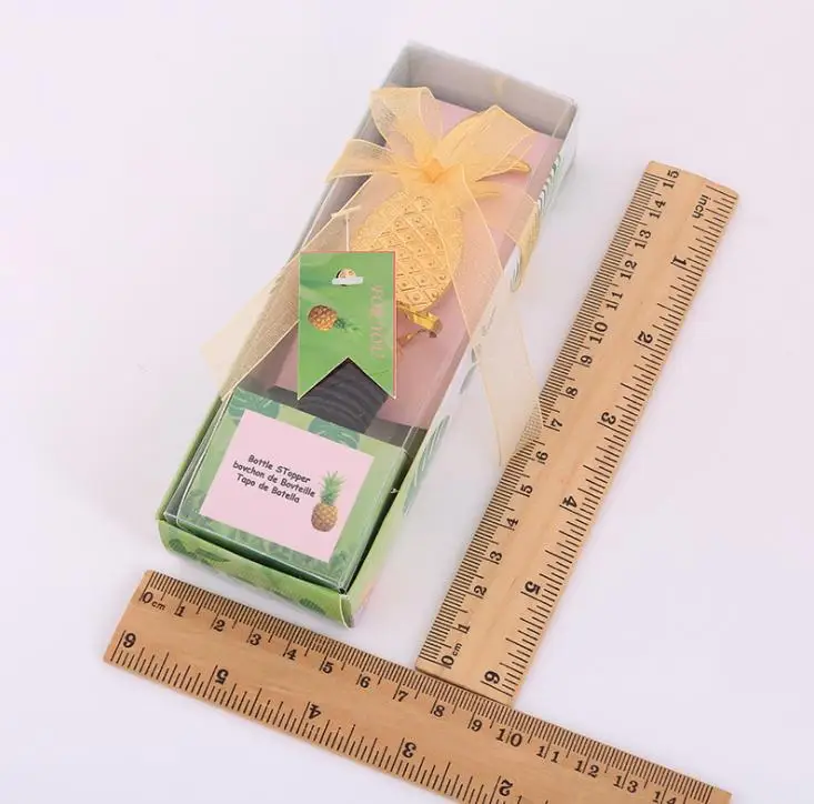 

Free Shipping 50Pcs/Lot Creatively Beautifully Packaged Pineapple Wine Stopper Champagne Cork Vacuum Sealed Wedding Wholesale