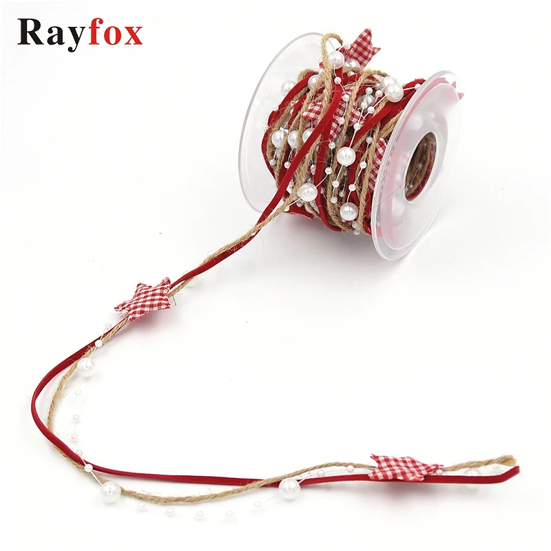 Рождественская елка украшение звезда Красная Пентаграмма цепочка из бисера