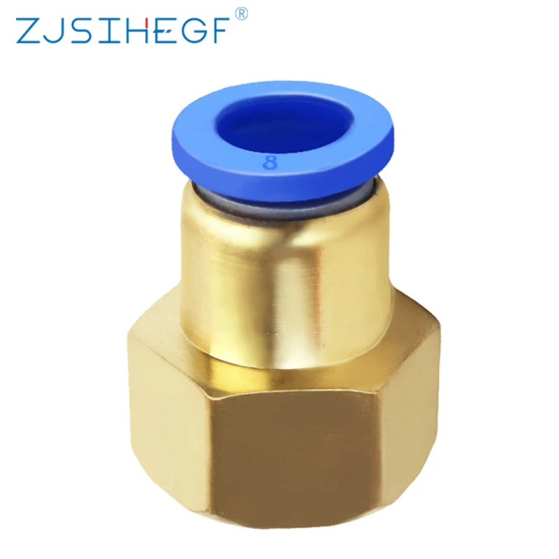 10PCS 1/8&quot1/4&quot3/8&quot1/2" Pneumatic Quick Connector OD 4/6/8/10/12MM PCF Fitting Female Thread Brass Hose Tube - купить по