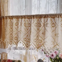 boho retro cotton linen crochet curtains for farmhouse kitchen cafe hollow knitting hand made bay gazebo window drapes