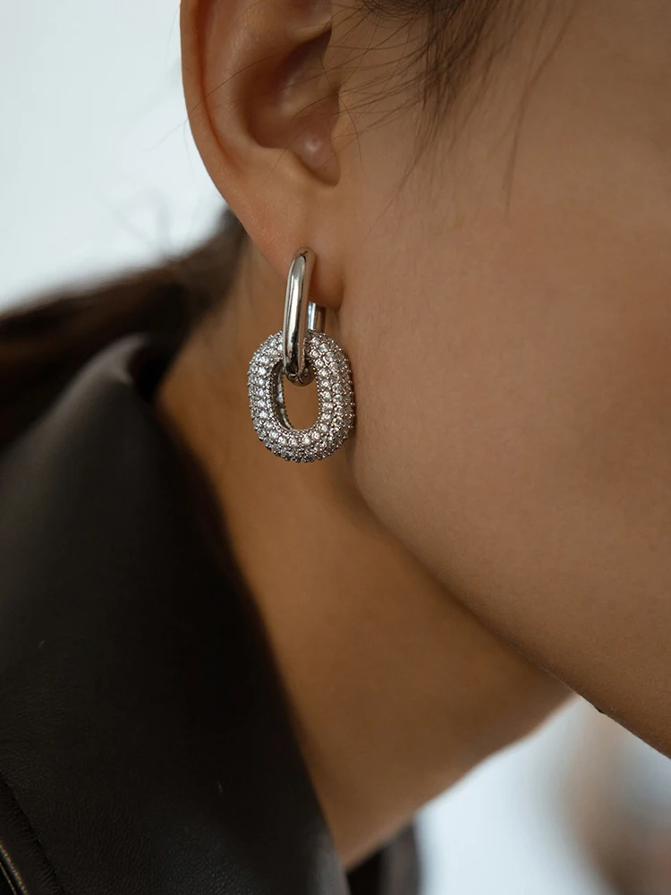 

Timeless Wonder Amazing Zirconia Geo U Hoop Earrings Women Jewelry Goth Boho Top Trendy Designer Detachable Ins Kpop Rare 4638