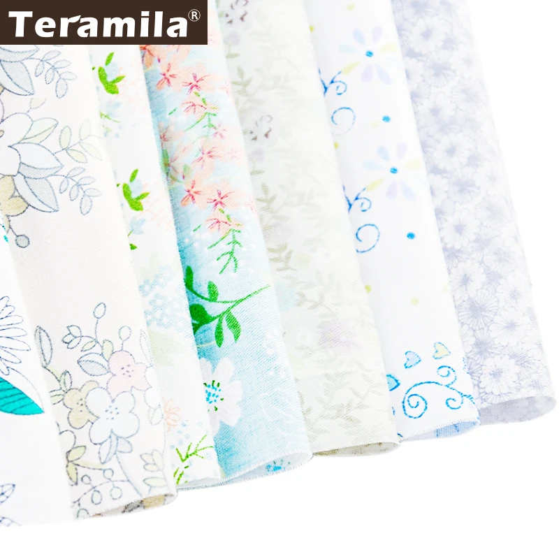 

Teramila 40cmx50cm 7 PCS Flowers Design 100% Cotton Twill Fabric DIY Cushion Pillow Sewing Patchwork Home Decoration Tissu Tela