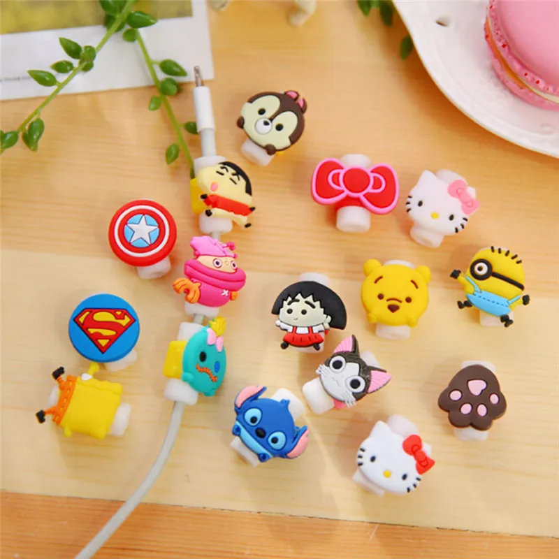 

10pcs Cartoon Charger Cable Winder Protective Case Saver 8 Pin Data Line Protector Earphone Cord Protection Sleeve Wire Cover