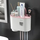 Держатель зубной щетки, водонепроницаемый выдавливатель зубной пасты для туалета, розовый автоматический настенный магнитный диспенсер, аксессуары для ванной комнаты