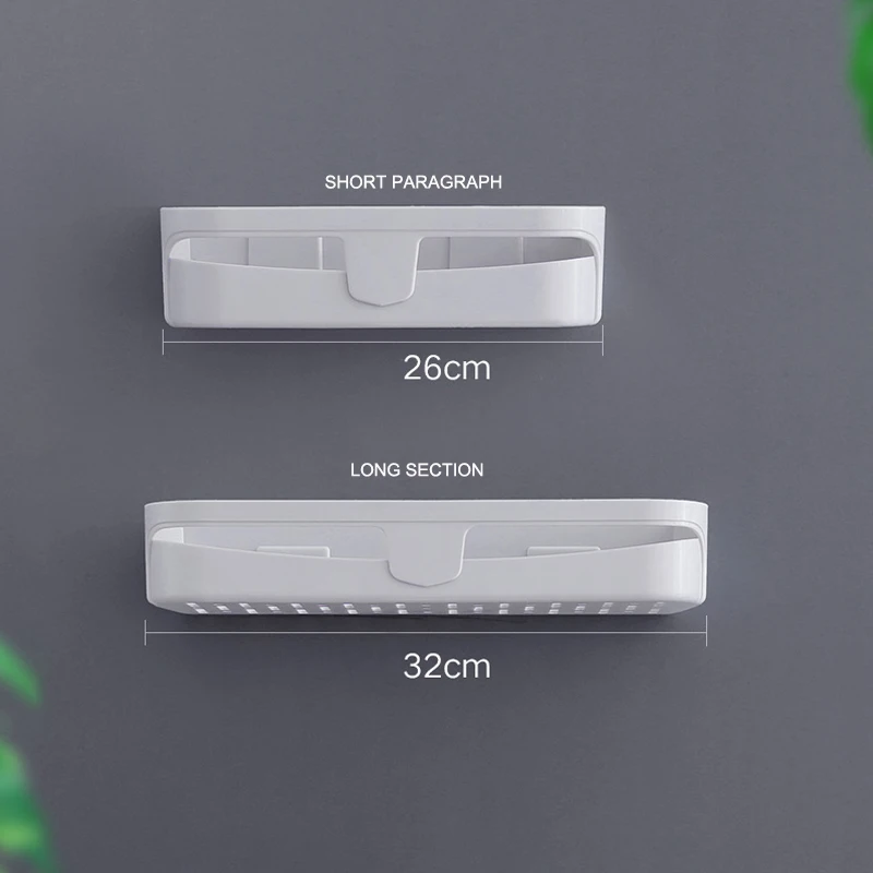 BAISPO Bathroom Seamless Corner Frame Free Punching Plastic Storage Rack Kitchen Bathroom Universal Storage Box Quickly Drain