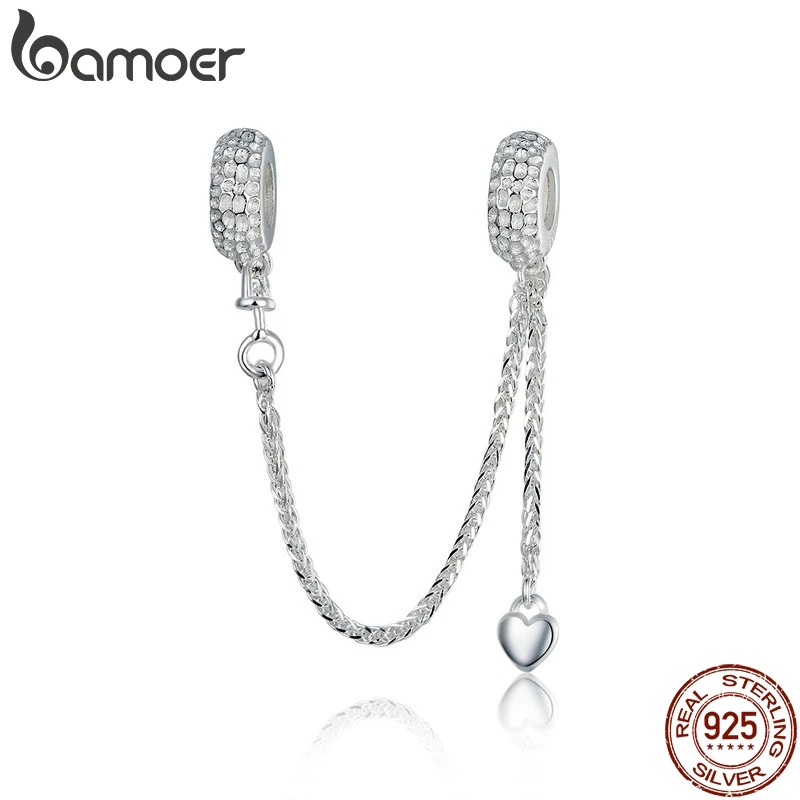 Подвеска цепочка из серебра в форме сердца SCC1112|chaine charms|safety chain charmcharm sterling |