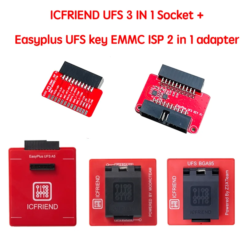 ICFRIEND UFS 3 в 1 розетка с Easy plus ключ EMMC ISP 2 адаптер Поддержка BGA153 BGA254 BGA95 для детской - Фото №1