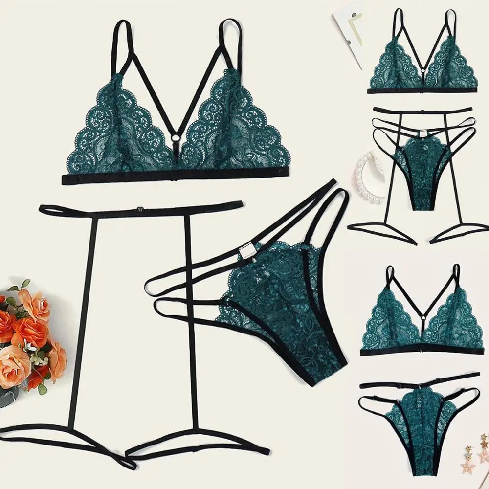 Нижнее белье сексуальный бюстгальтер набор для женщин с цветочной вышивкой на