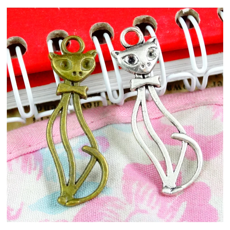 

60 шт. винтажные античные бронзовые античные посеребренные подвески из цинкового сплава, модные подвески с лисой, подходят для ювелирных изд...