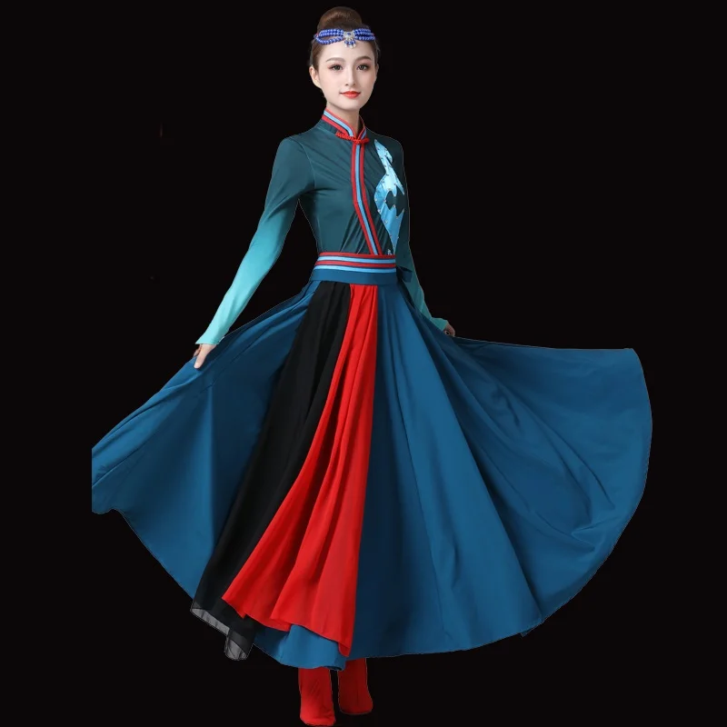 Монгольский костюм одежда китайские народные танцевальные костюмы платье для