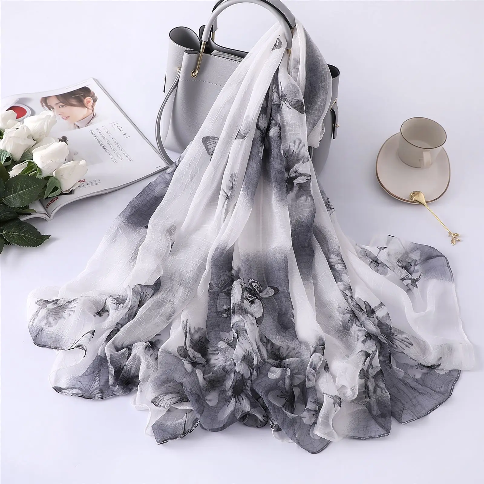 Новинка 2020 модный пляжный шарф из искусственного шелка Женская шаль на все