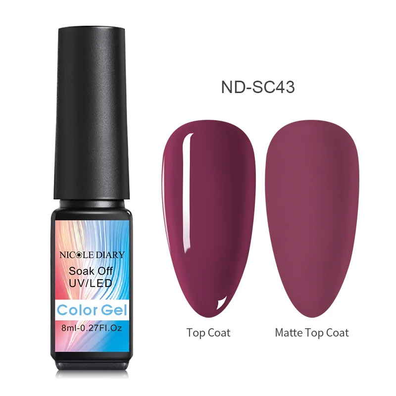 8ml Color 43 NICOLE DIARY Блестящий Гель-лак Блестящие Блестки долговечный замачиваемый УФ-гель для ногтей Красный Розовый Цвет Гель-лак для ногтей 5 мл - Цвет: 8ml Color 43