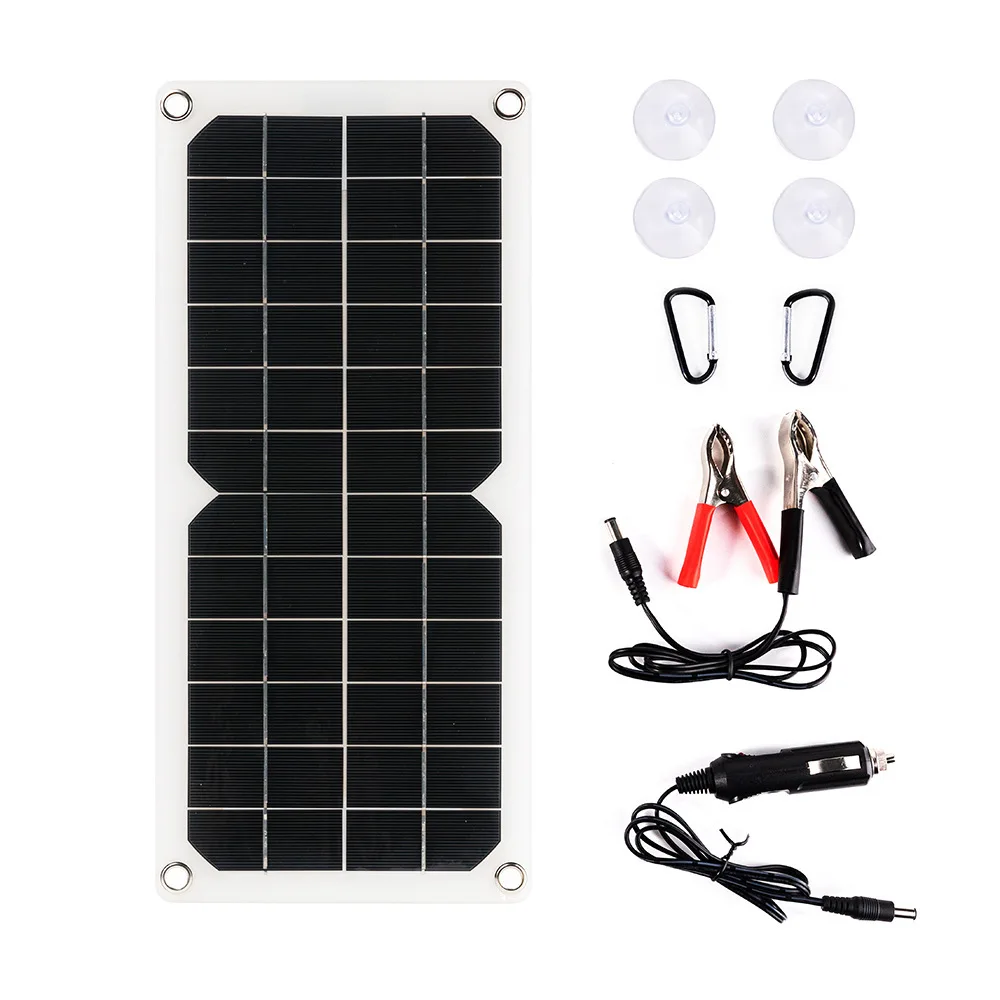 

10W flexible single crystal solar charging plate charge 12V car battery dual USB5V mobile phone outdoor emergency charging