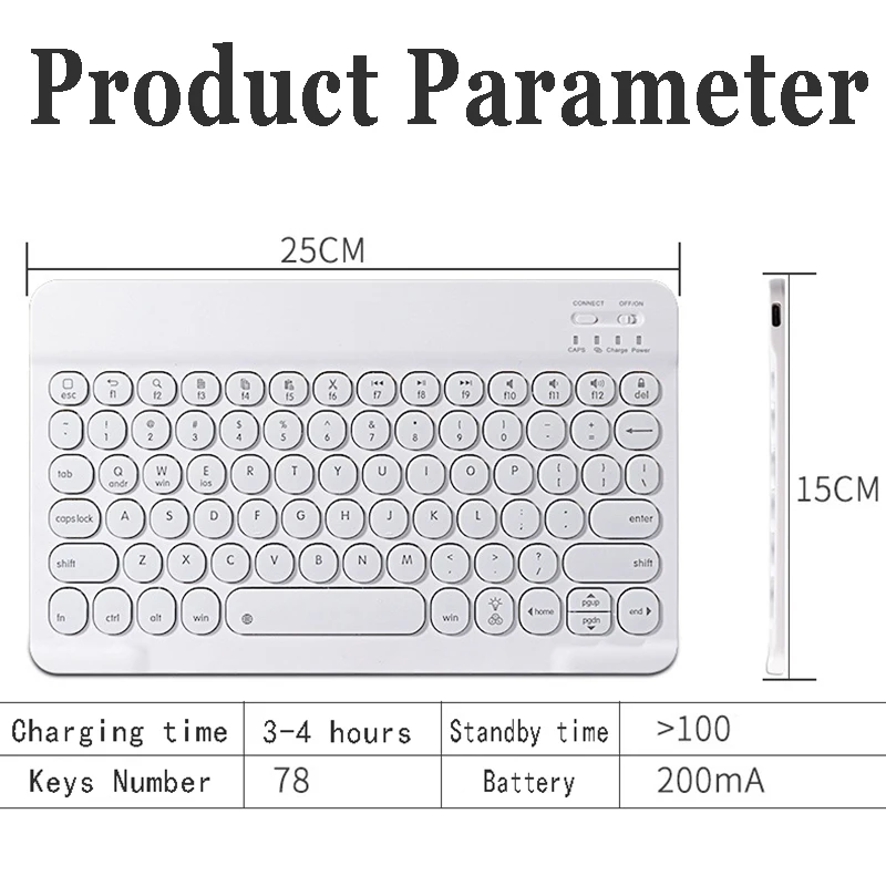 

Ultra-thin 10 Inch Bluetooth Keyboard for Ipad Keypad for IOS Android Tablet Mobile Phone External Wireless Keyboard