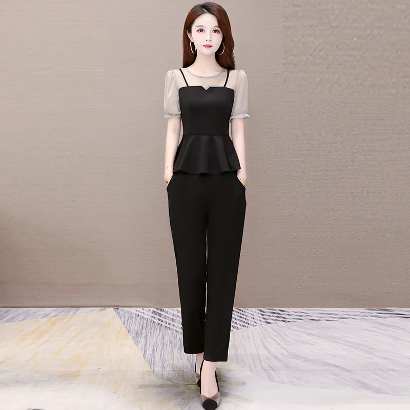 summer 2020 New sets for women Fashion Casual Two-piece Set Female Short sleeve trousers suit spring Office Lady Outfits Uniform |