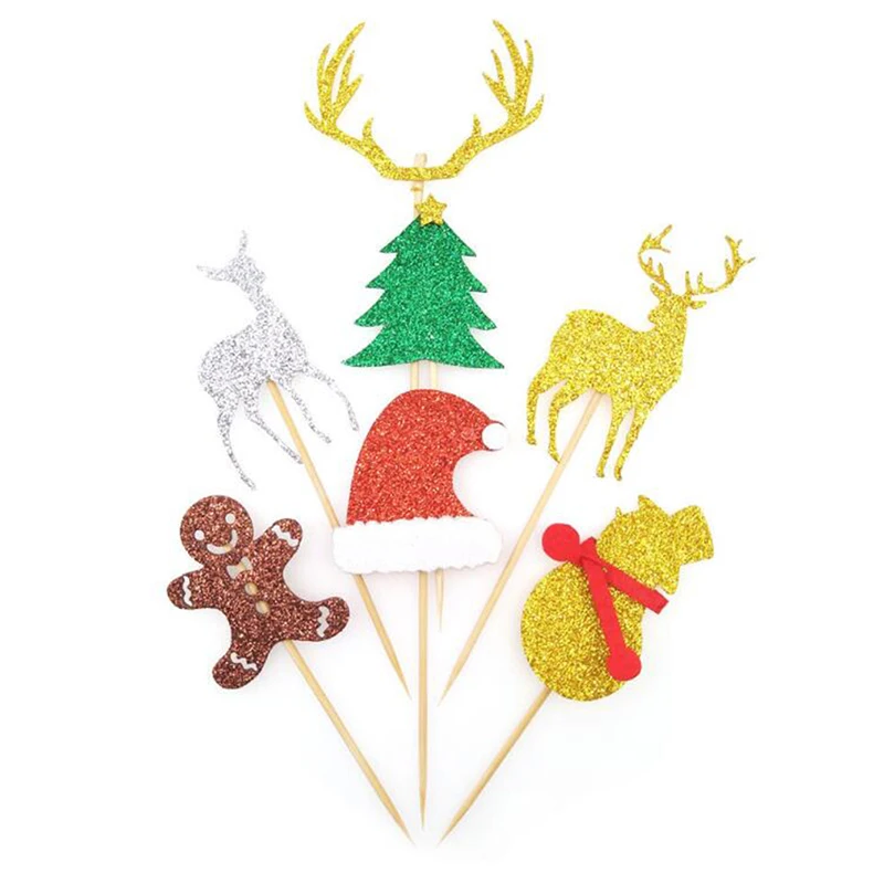 1 упаковка торт Топпер олень Рождественская елка торт-снеговик вставлены карты